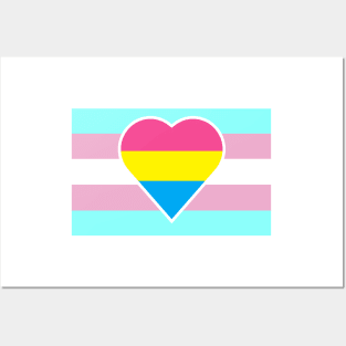 Transgender Pride Flag with Pansexual/Panromantic Heart Posters and Art